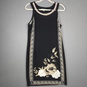 Sandra Darren Sleeveless Black Floral Dress size 10